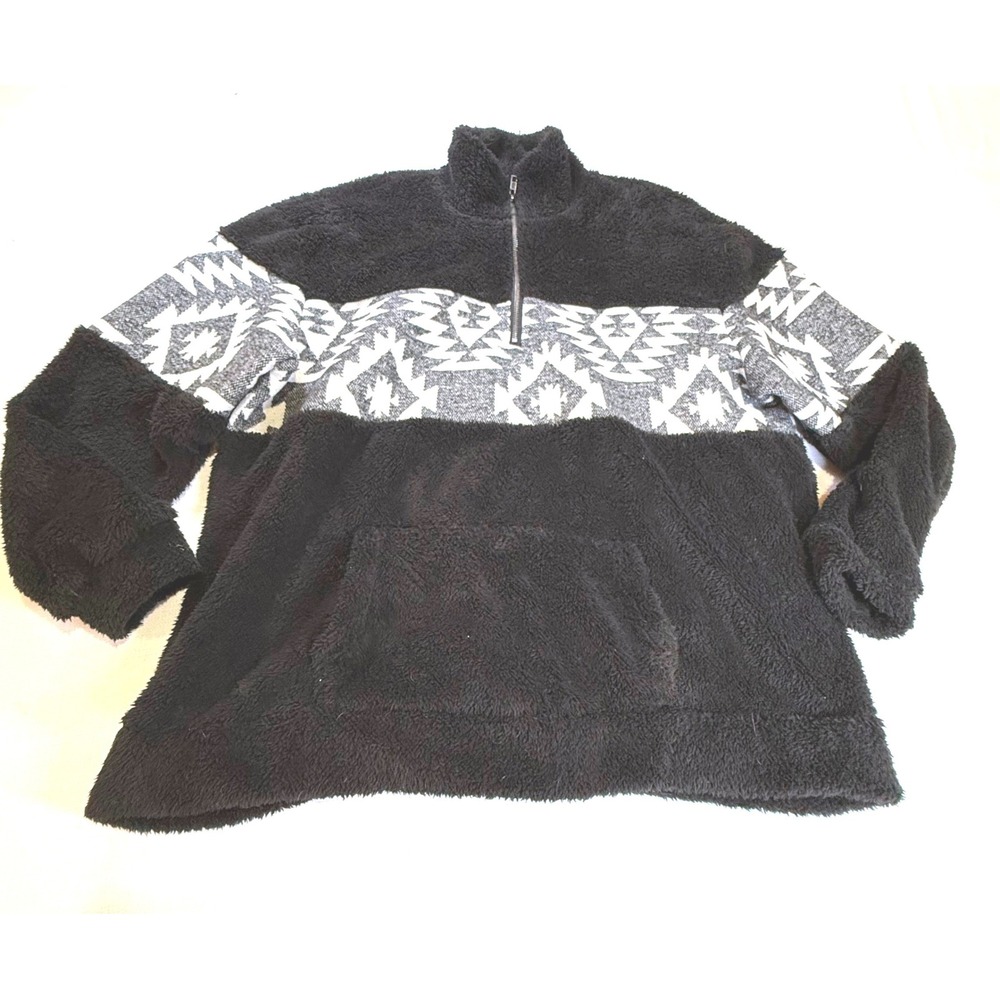 Grace & Emma Women's Sherpa Fleece‎ Pullover Aztec Southwestern Half Zip Size XL